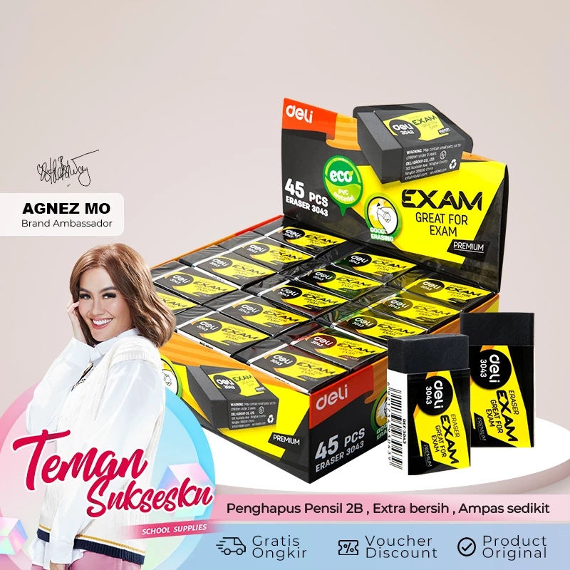 

Deli Jakarta / Deli-E3043 Eraser / Eraser Pencil Exam Black / Karet Penghapus Pensil 2B Hitam Ujian Lucu Unik Viral Murah Berkualitas / Deli X Agnez Mo