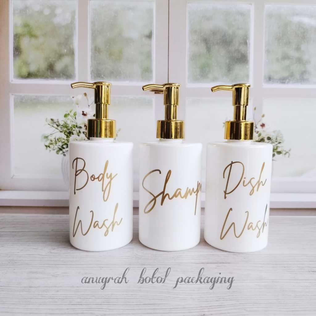 Botol Shampoo / Dispenser Sabun cair 250 ml putih / Lotion / Hand Sanitizer Refill 250ml Tutup Pump 