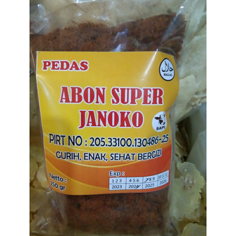 

Abon super Janoko pedas, gurih, enak bergizi