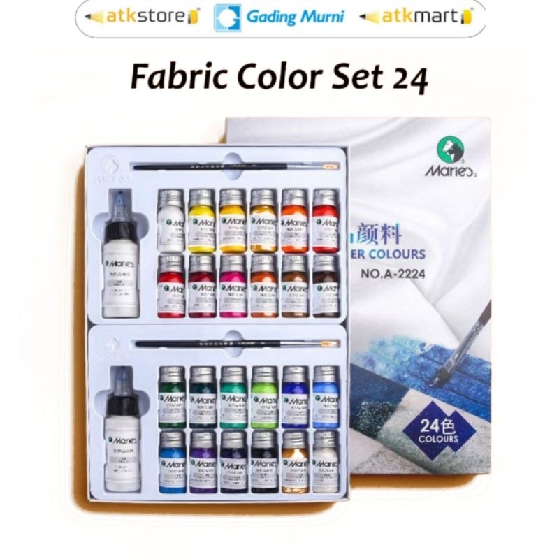 

Maries Fabric Paint Set 24 Warna - Cat Kain / Baju / Sepatu / Tekstil / Canvas / Fabric