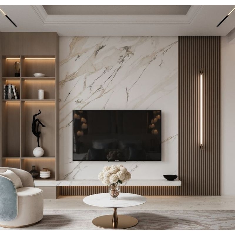 back drop tv minimalis mewah bahan hpl back drop mewah premium