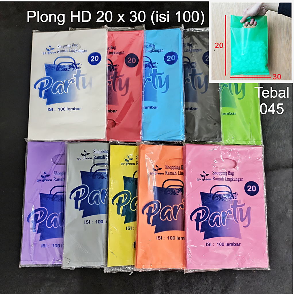Plastik Plong 20x30 HD Polos Oval Party Tebal Isi 100