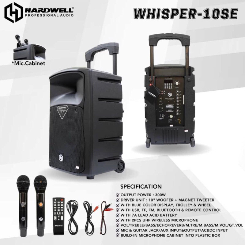 Speaker Portable Hardwell Whisper 10 SE 10 inch 300 watt original