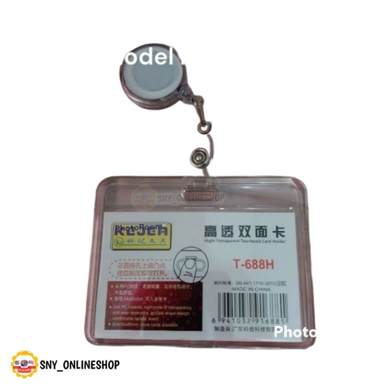 

ID Card Holder / Name Tag Horizontal Yoyo / Casing ID Card Acrylic 2 Sisi Transparant KEJEA