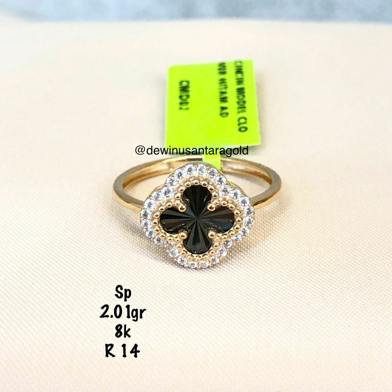 cincin model vc keramik hitam permata putih