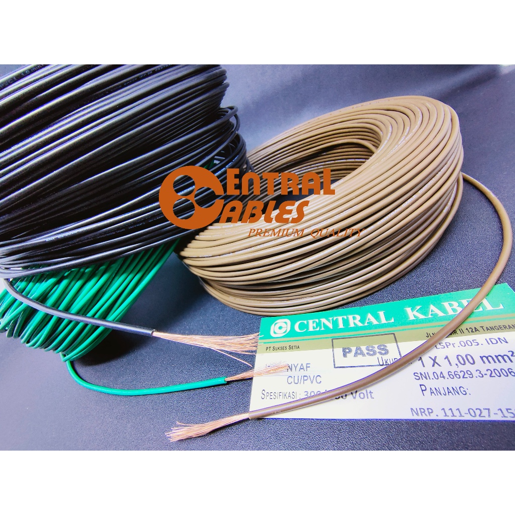 SNI CENTRAL KABEL NYAF 1 Sqmm 500V 100Meter ( H05VK / AF / BVR 1mm 1x1mm 1Sqmm 1x1Sqmm 1x1 )