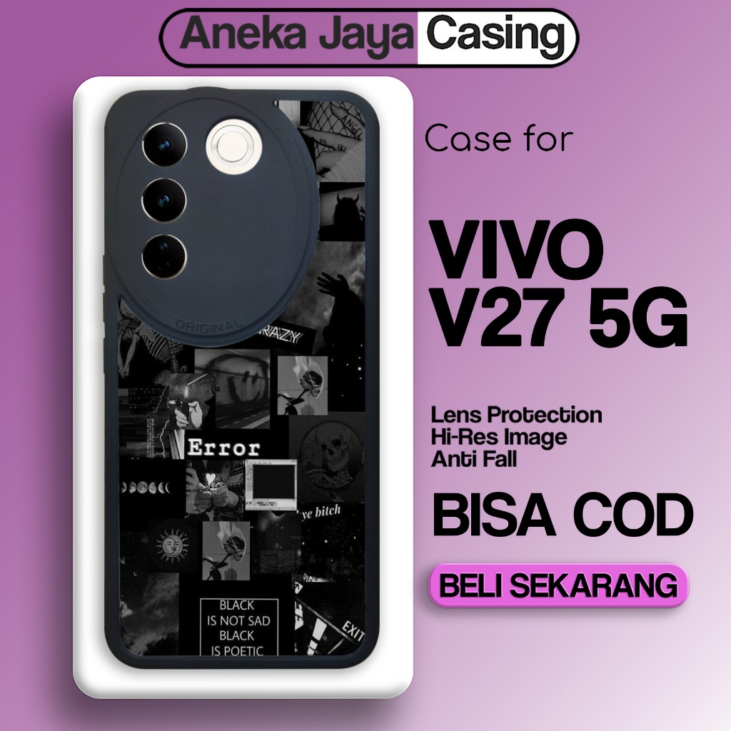 Case VIVO V27 5G Motif Aesthetic black Hardcase Glossy Terbaru Casing Hardcase Casing Softcase Aneka
