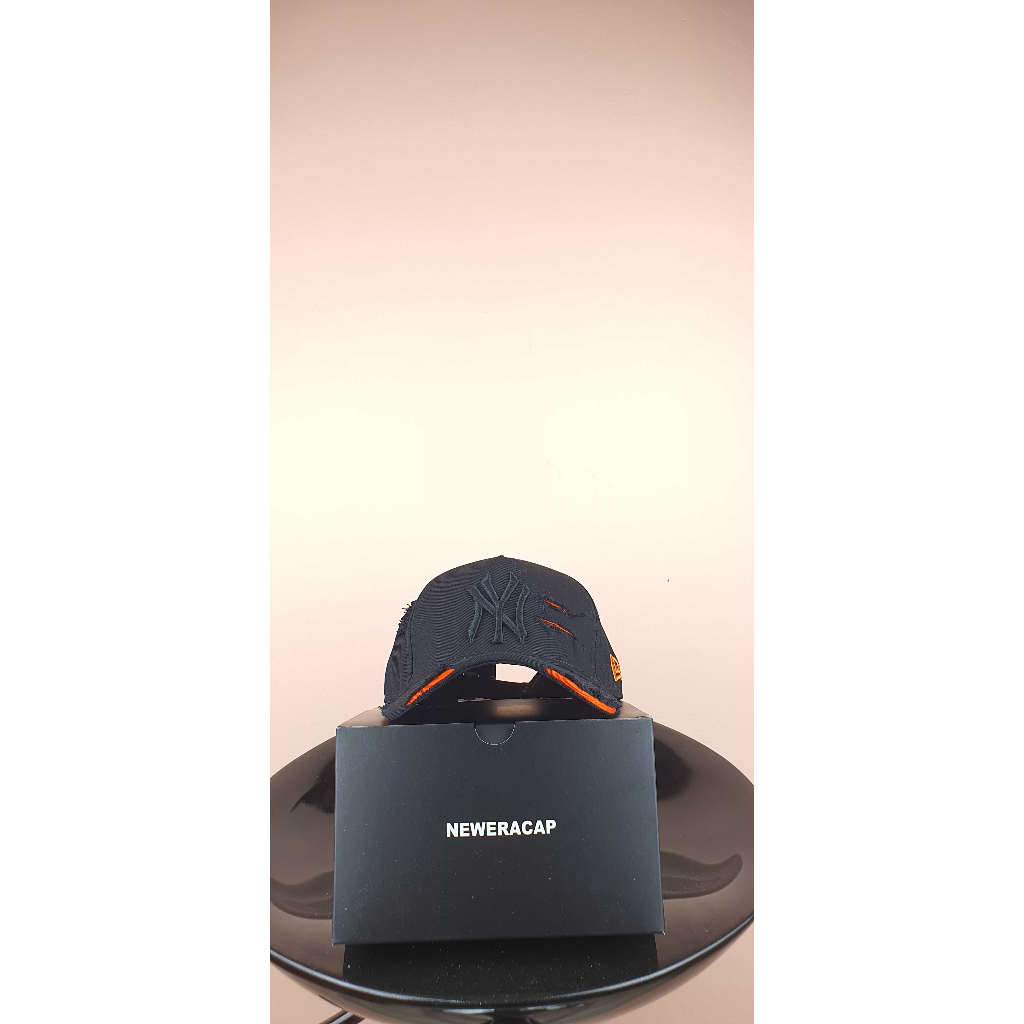 ny hitam sobek orange logo hitam Topi Pria Baseball Snapback Polos Wanita Unisex Premium