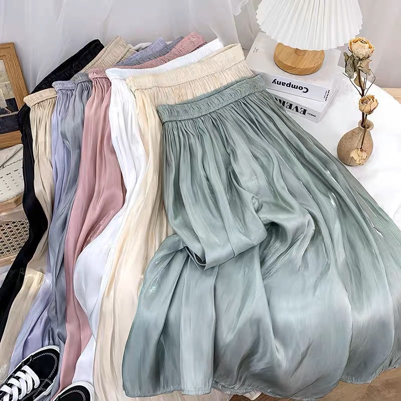 Naddean Shimmer Skirt Rok A-line Shimmer Wanita Panjang Kasual Skirt / Rok A-line Korea / Rok Panjan