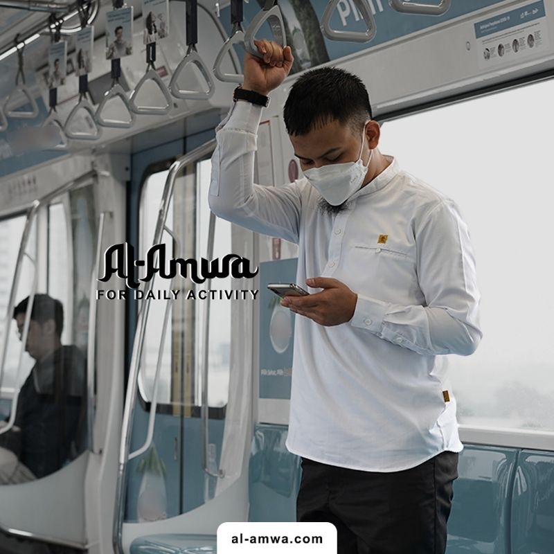 Koko Al Amwa Lengan panjang manset Putih //koko Pria Dewasa jumbo putih cotton thomson Premium serie