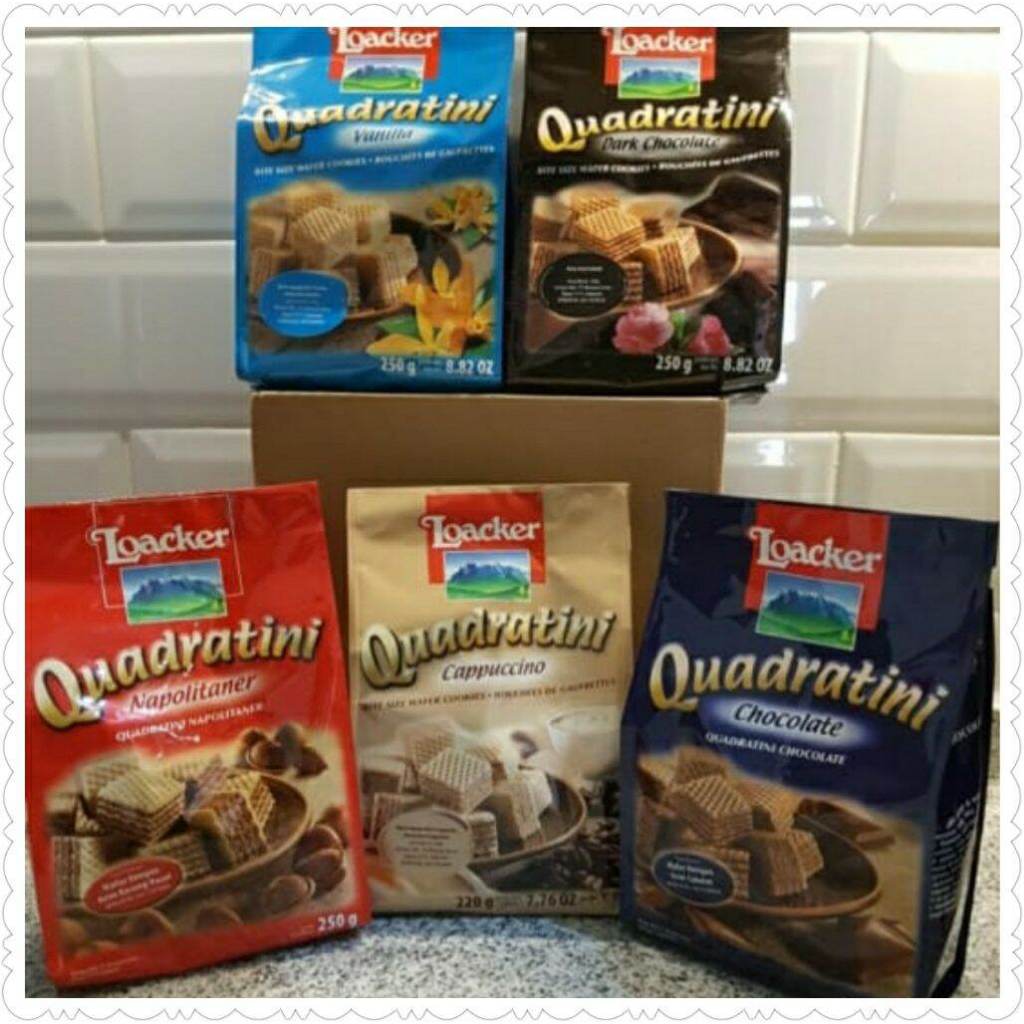 

LOACKER QUADRATINI 250 GRAM / 1 KARTON ISI 12 / WAFER COKLAT