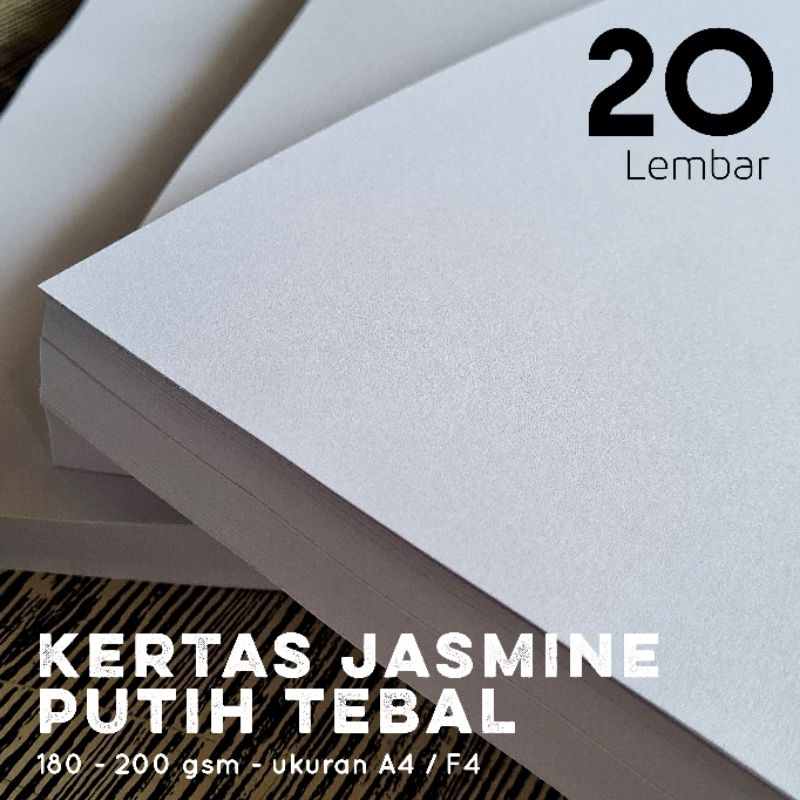 

[20 LEMBAR] Kertas Fancy Jasmine Glitter warna Putih Tebal 180-200 gsm ukuran A4/F4 | per pack isi 20 lembar