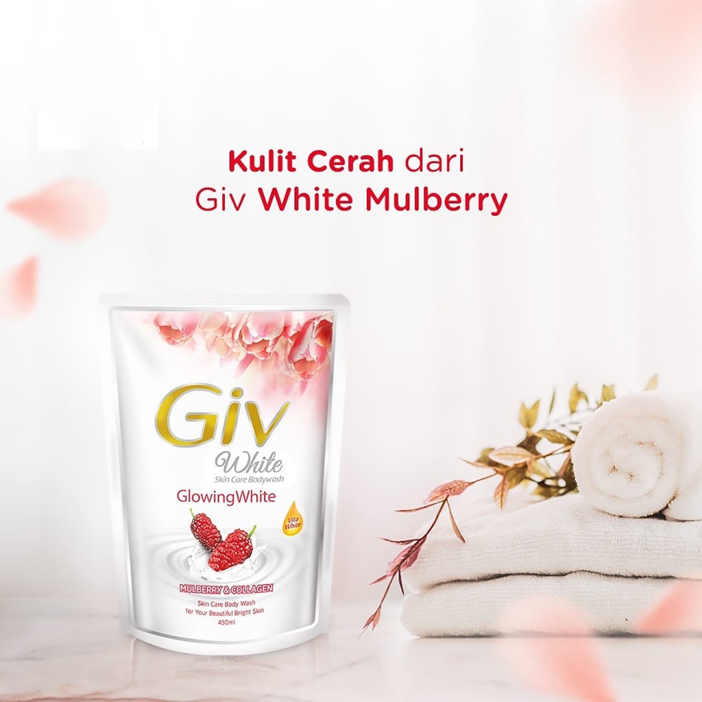 Giv Glowing White Bodywash Mulberry Lemon Sakura Passion Refill 400 ml 825 ml - Sabun Mandi Cair