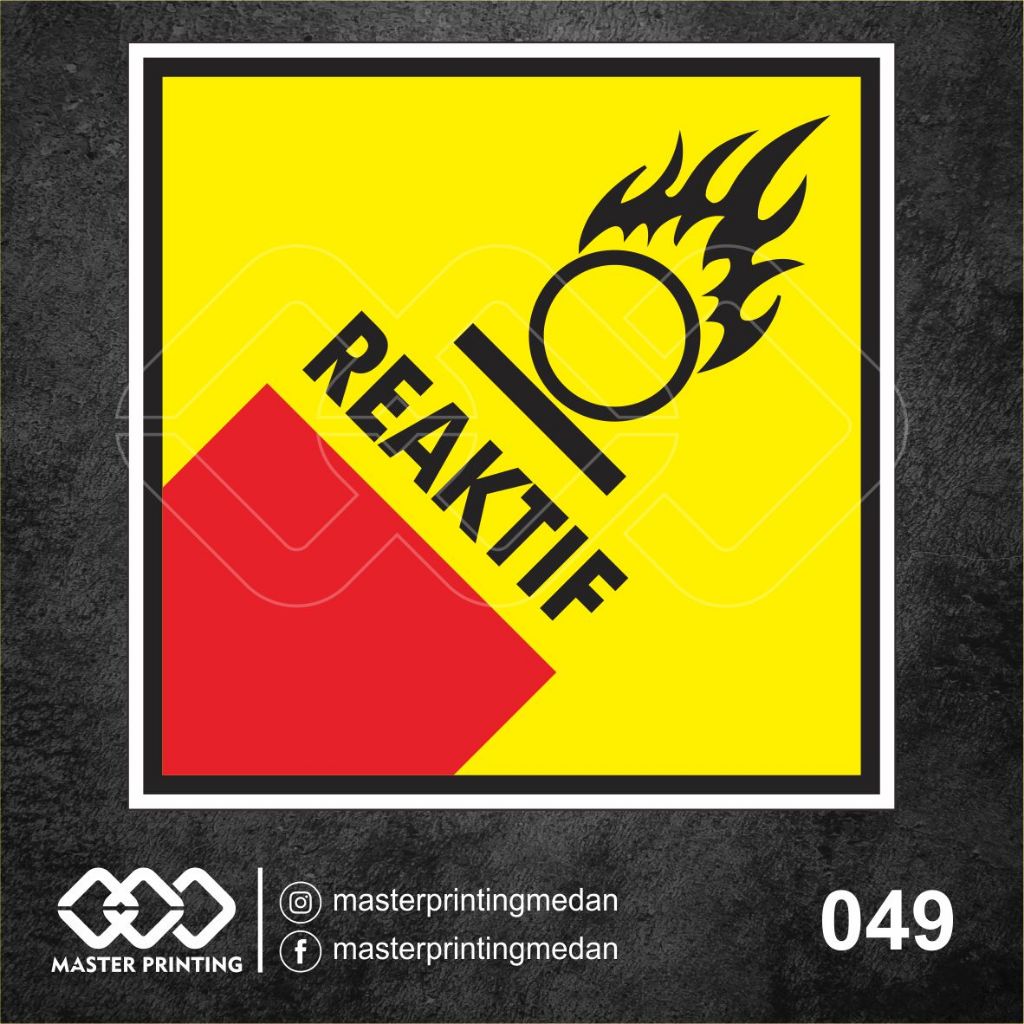 

049 - Stiker Reaktif, Simbol Limbah B3, Sticker Vinyl, Premium, Tahan Air, Termurah, dan Bisa Custom