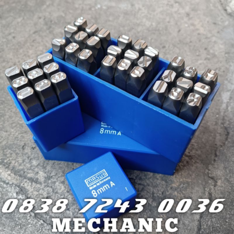 

Stamp Punch hurup angka set 8 mm masus alat ketok huruf dan angka 8 mm set masus made in germany alat ketok huruf dan angka A - Z DAN 0 - 9 MM