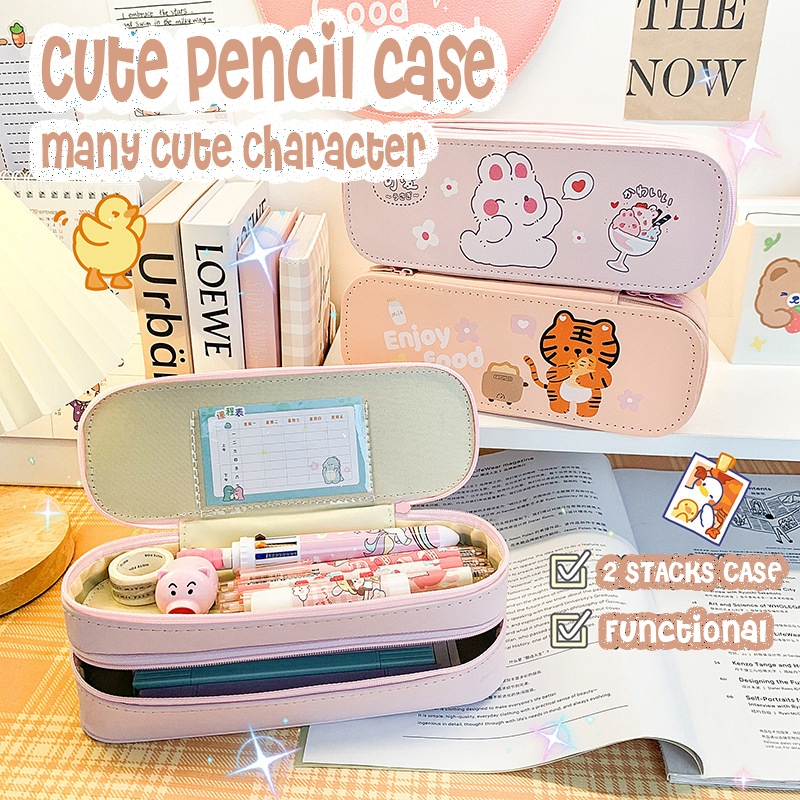 

- Pencil Case PREMIUM Karakter, Kotak Pensil Lucu 2 Tingkat, Alat Tulis