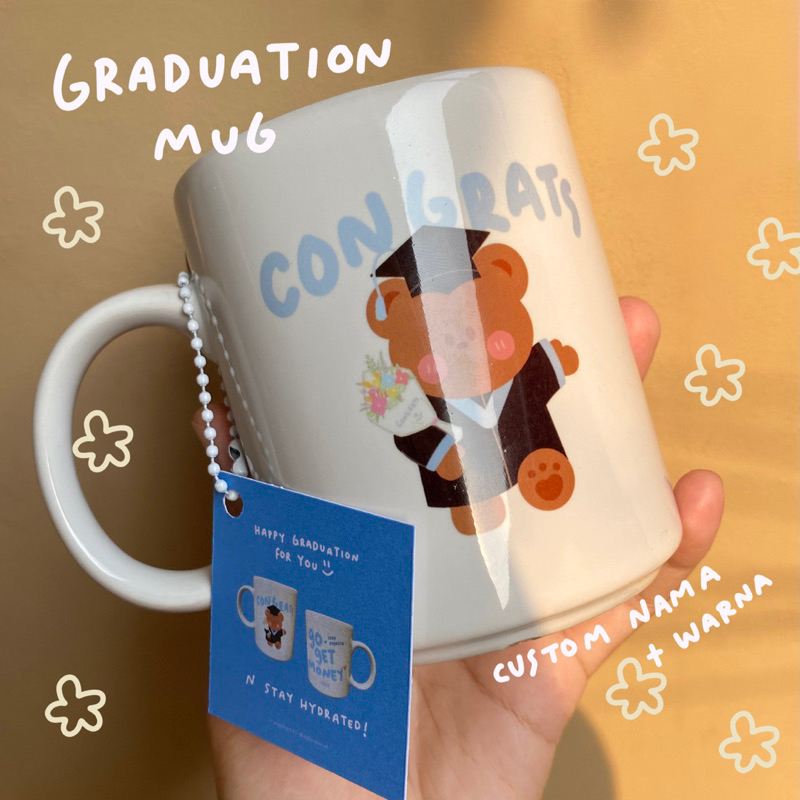 Dear Lily - Happy Graduation Mug / Custom Kado Mug Wisuda / Cangkir Wisuda Beruang Lucu / Cutie Kore