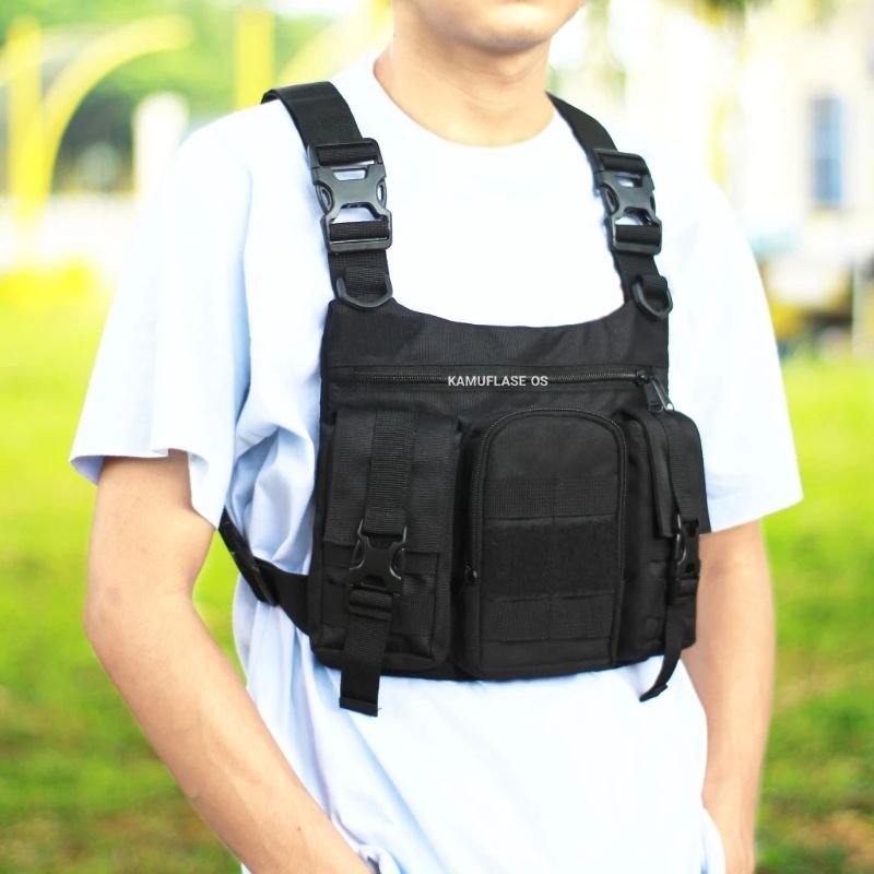 Tas dada tactical chest bag three pocket Tas protector model rompi