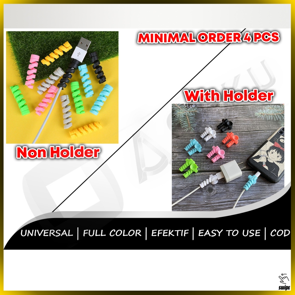 Pelindung Ujung Kabel Spiral Non Holder With Holder Casing Penggulung Cable Silikon Charger Carger