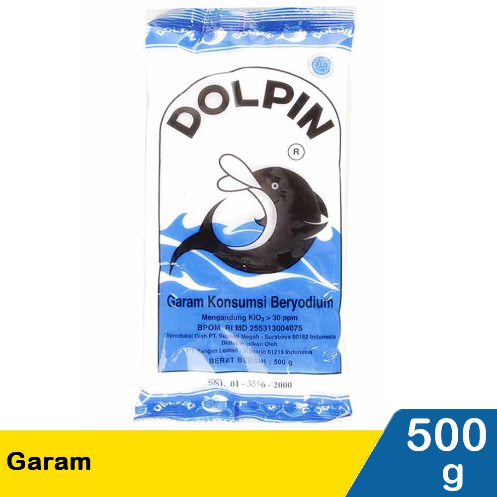 

Garam DOLPIN 500gr /Garam Dapur Dolphin / Garem Konsumsi Beryodium