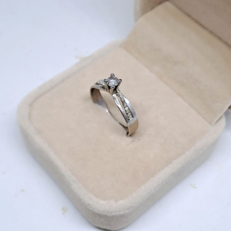 Cincin Cewek Emas Putih Berlian Asli Eropa Free memo