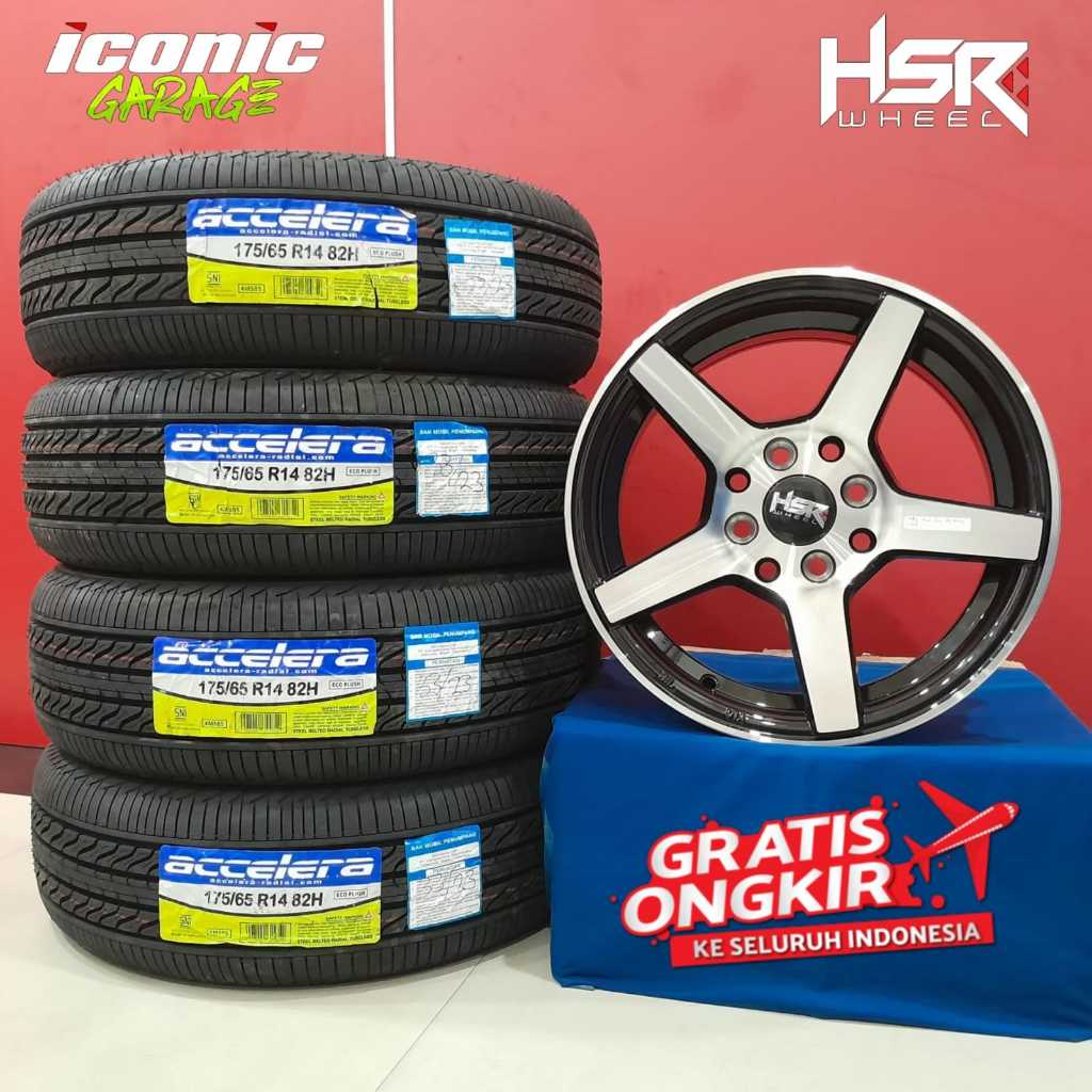 paketan velg HSR NE3 ring14 dan BAN mobil untuk brio, agya, ayla, sigra, calya, avanza, xenia, dll