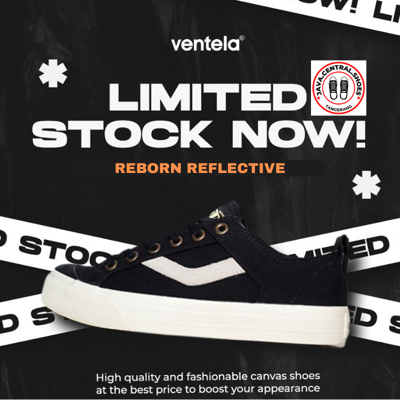 [TERBARU] Ventela Reborn Reflective Black Natural / Sepatu Ventela Nyala / Sepatu Sneakers Casual Pr