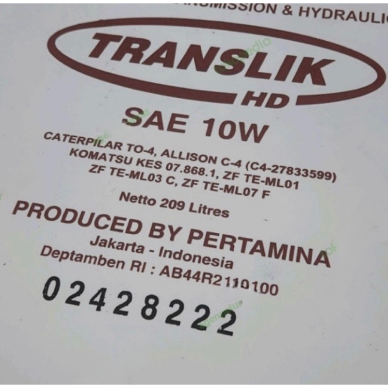 Oli Hidrolik Pertamina Translik HD 10W