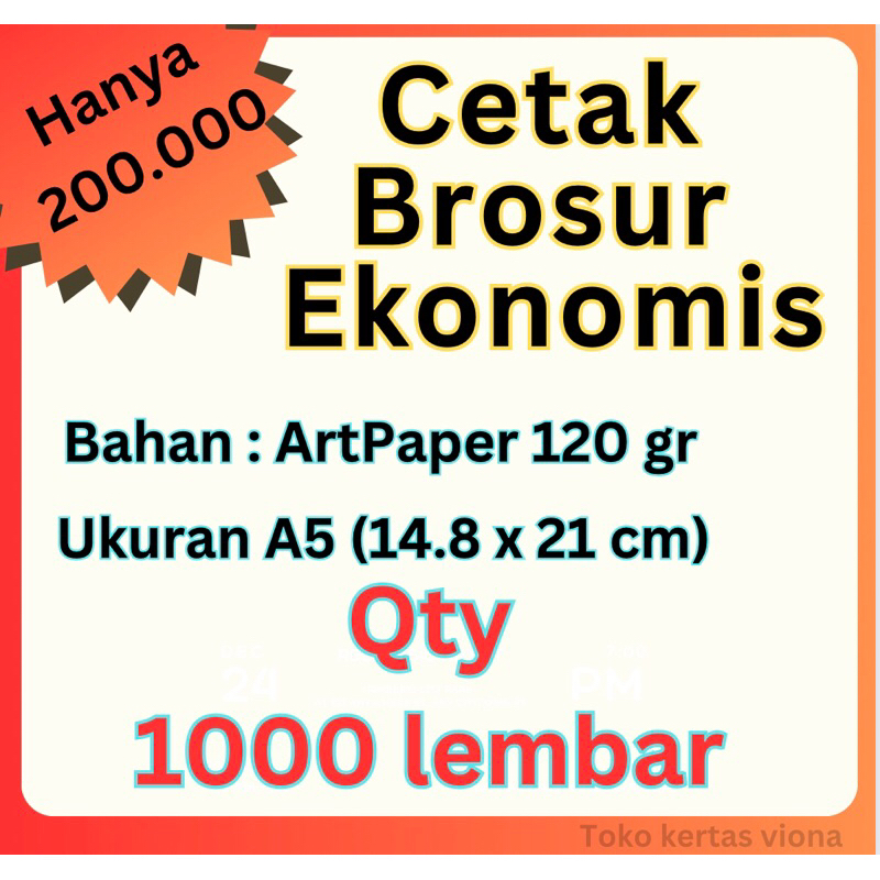 

Cetak flyer / Brosur Ekonomis A5 1 sisi 1000 lembar