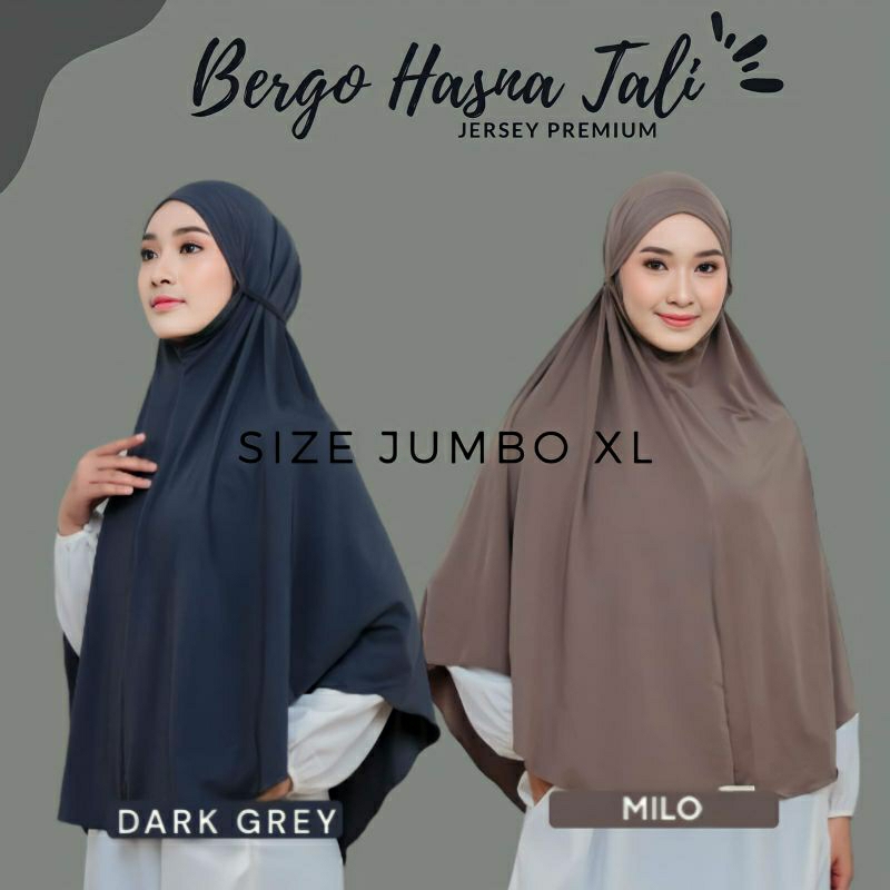 HIJAB BERGO JUMBO JERSEY XL JILBAB BERGO JERSEY JUMBO TALI