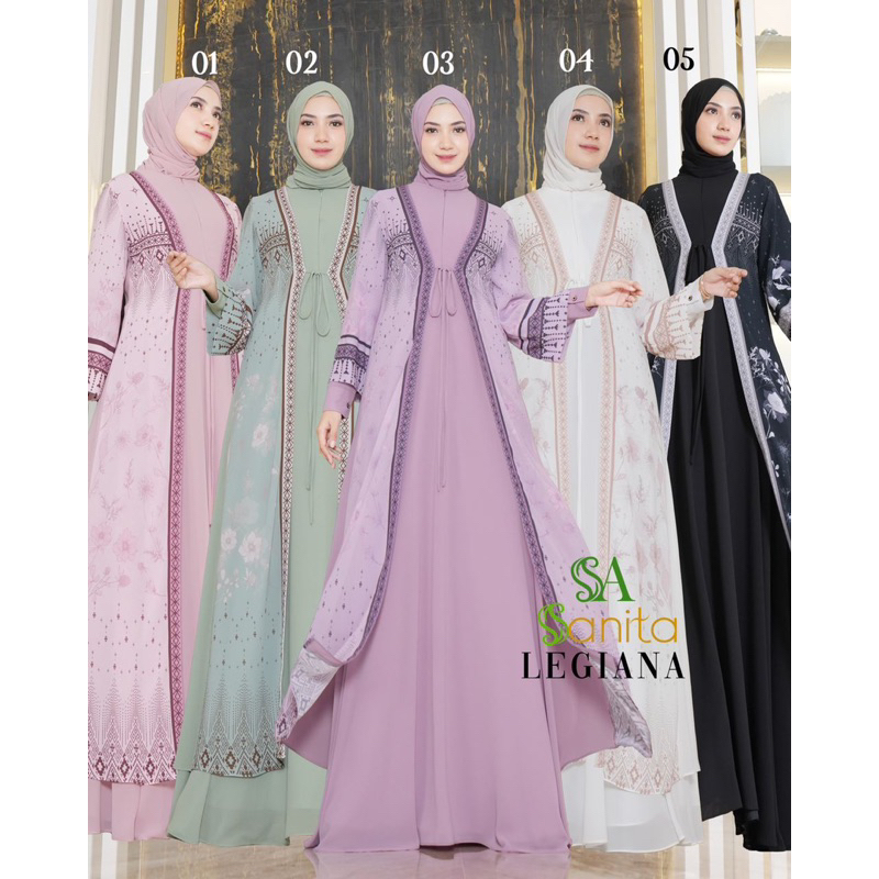 LEGIANA OUTER AND DRESS BY SANITA HIJAB / DRESS PESTA / DRESS SANITA TERBARU / GAMIS SYARI BRANDED /