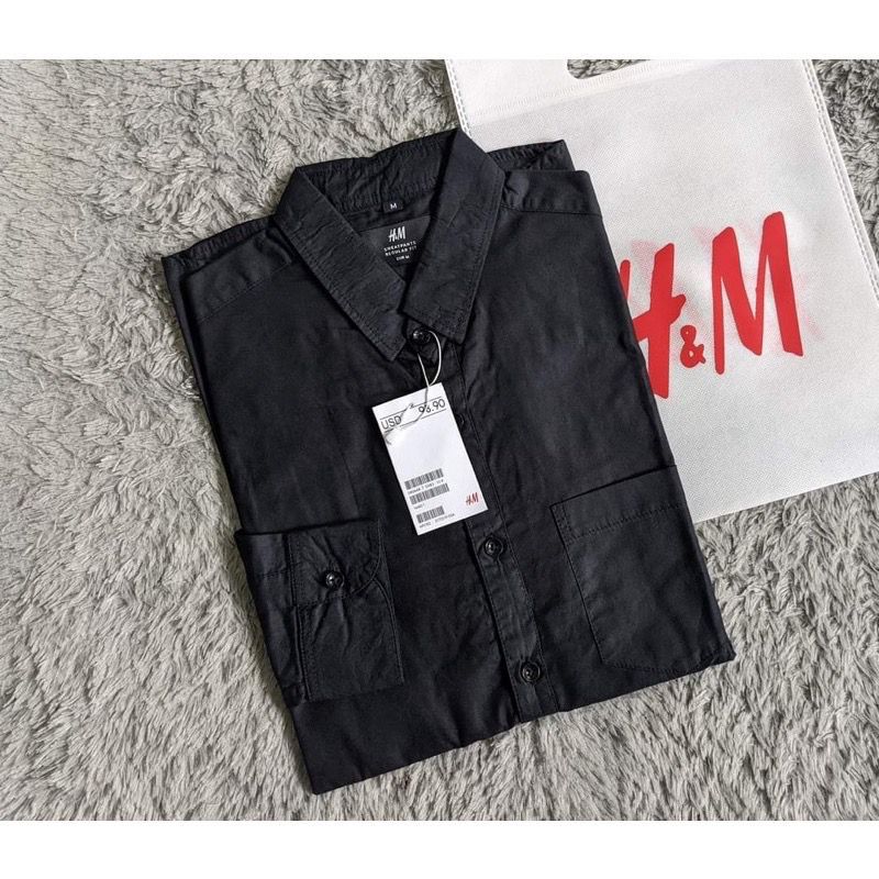 Kemeja Pria Lengan Panjang Tebal 24s | Original Cotton Pique Best Quality Kemeja Casual H&M Premium 