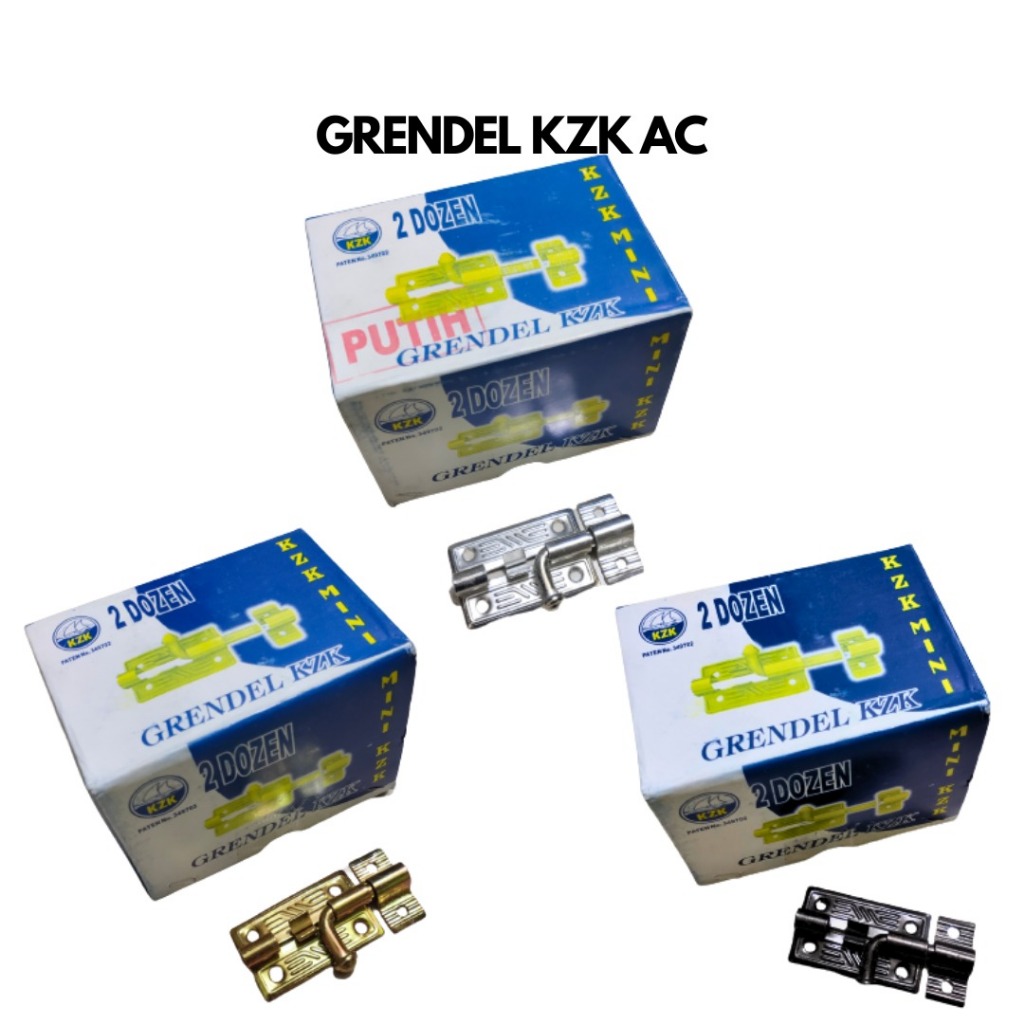 GRENDEL KZK MINI 2 INCH KUNING GOLD PUTIH SILVER PERAK ANTIK COKLAT BROWN BRONZE 3 WARNA SLOT KUNCI 