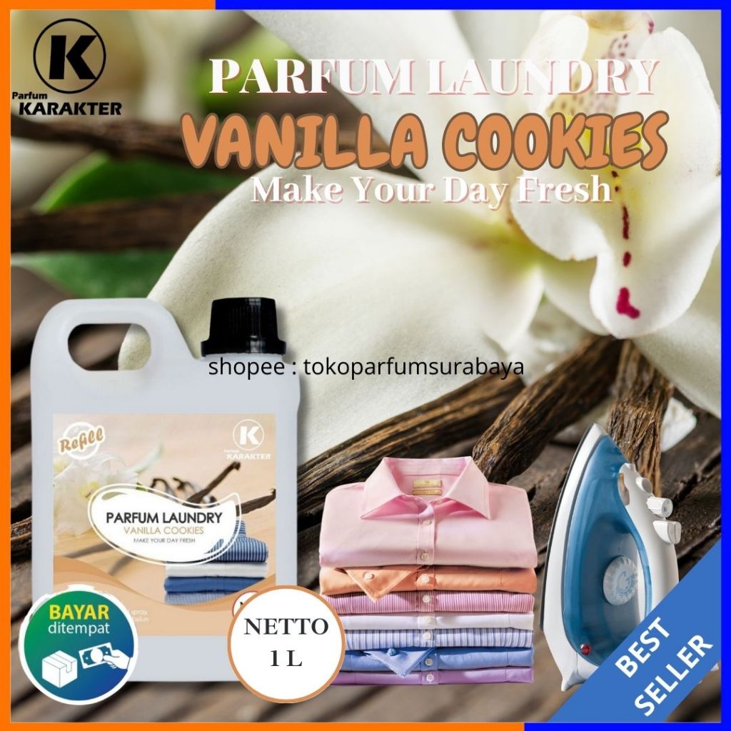 Parfum Laundry Vanila Cookies ( Vanilla ) | Pewangi Laundry Pakaian Harum Wangi Awet Tahan Lama | Uk