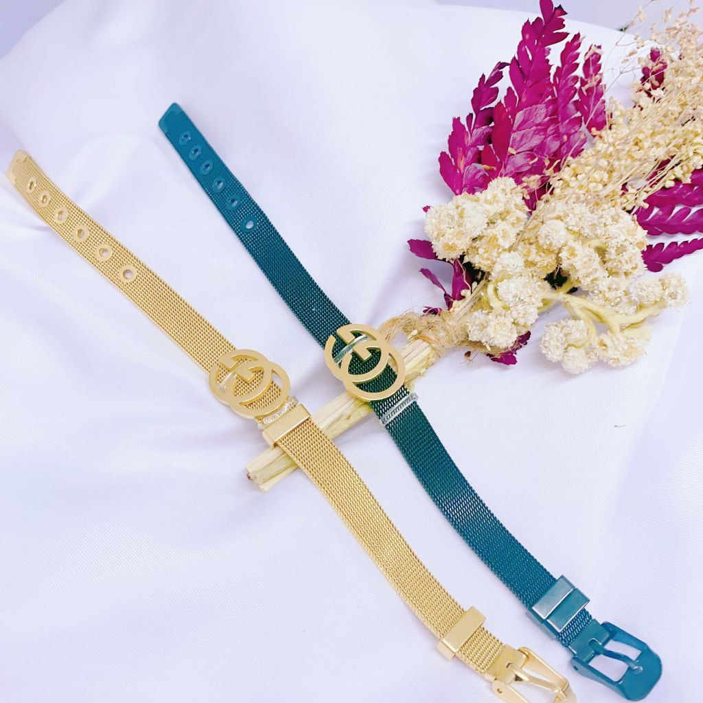 Gelang Wanita Titanium Fashion Korean Rantai Jam Motif Polos