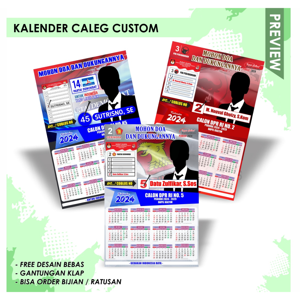 

KALENDER CALEG / CUSTOM DESAIN + FOTO