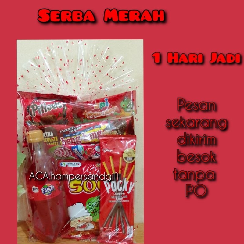 

Hampers anak warna merah /paket ulang tahun merah / paket Snack merah /Hampers anak