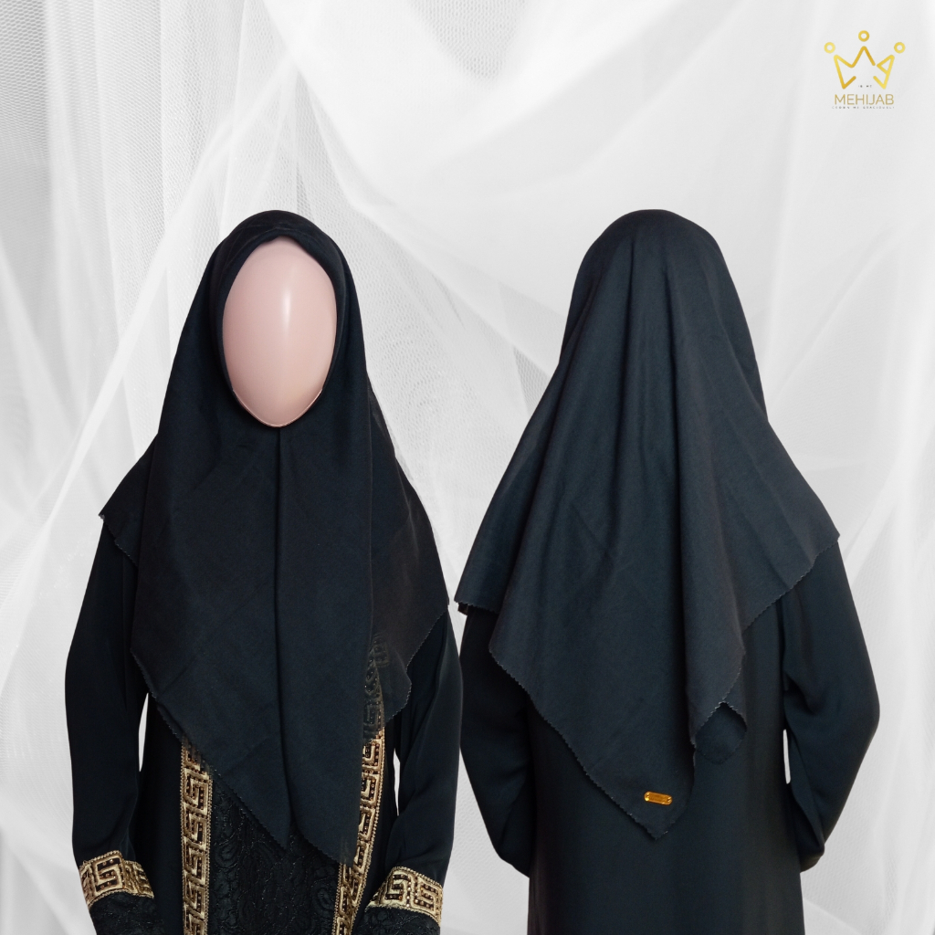 Hijab Segi Empat Kerudung Jilbab Polos Hitam Double Hycon