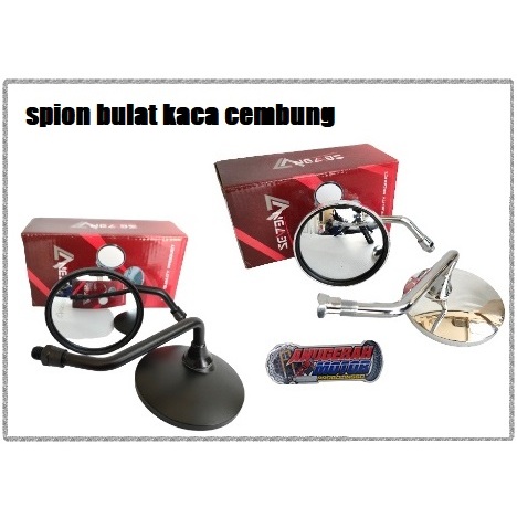 Spion Retro Mini Pendek Bulat kaca Cembung Putih Universal Motor