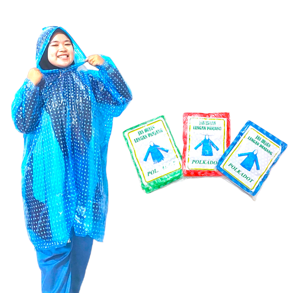 Jas Hujan Ponco Atasan Plastik HDPE Motif Polkadot