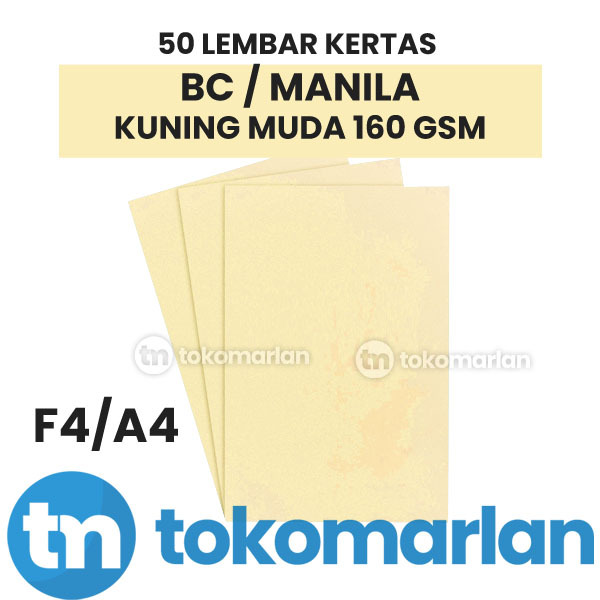 

Isi 50 Lembar Kertas BC TIK ( Brief Card ) / Manila 1 Pack Warna Kuning Muda F4 A4 Untuk Undangan Kartu Nama Buku Tabungan Absensi 160 Gsm