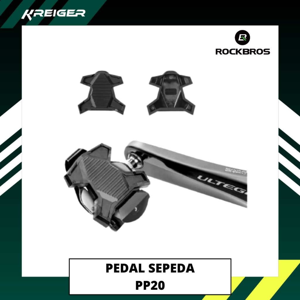 Pedal Sepeda Rockbros PP20 Hitam Cleat Clover Shimano Adaptor Bearing Sepedah Spedah Pedals Anti Sli