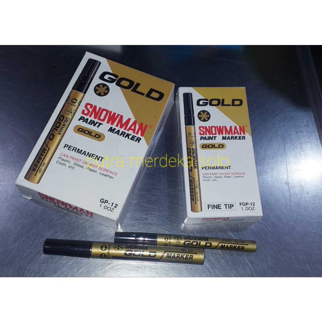 Spidol Snowman Gold, Silver, White, Spidol Emas Putih Perak Snowman Besar Kecil