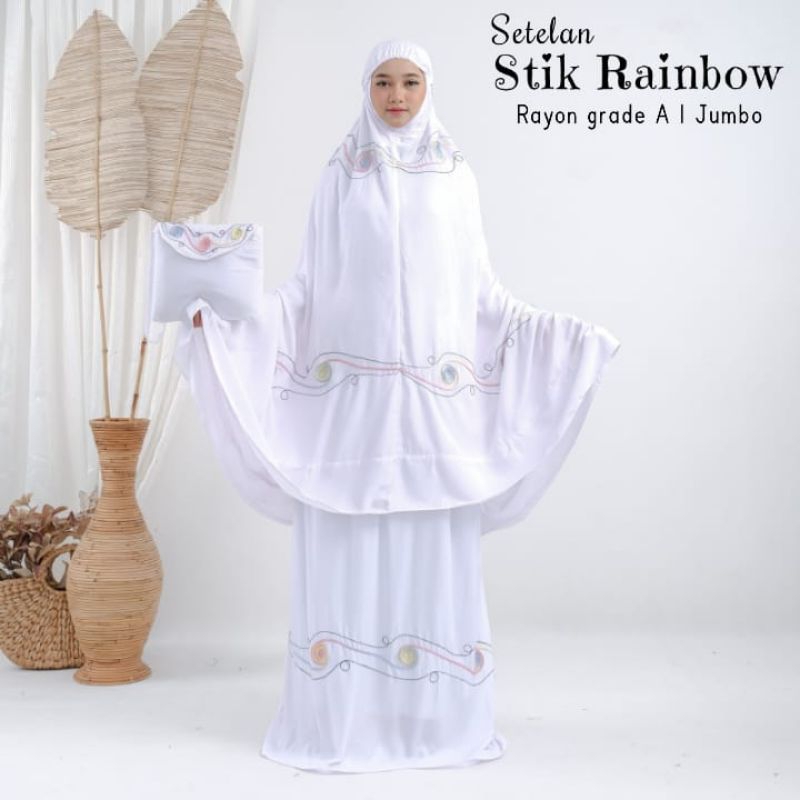 mukena jumbo bordir stik/mukena putih