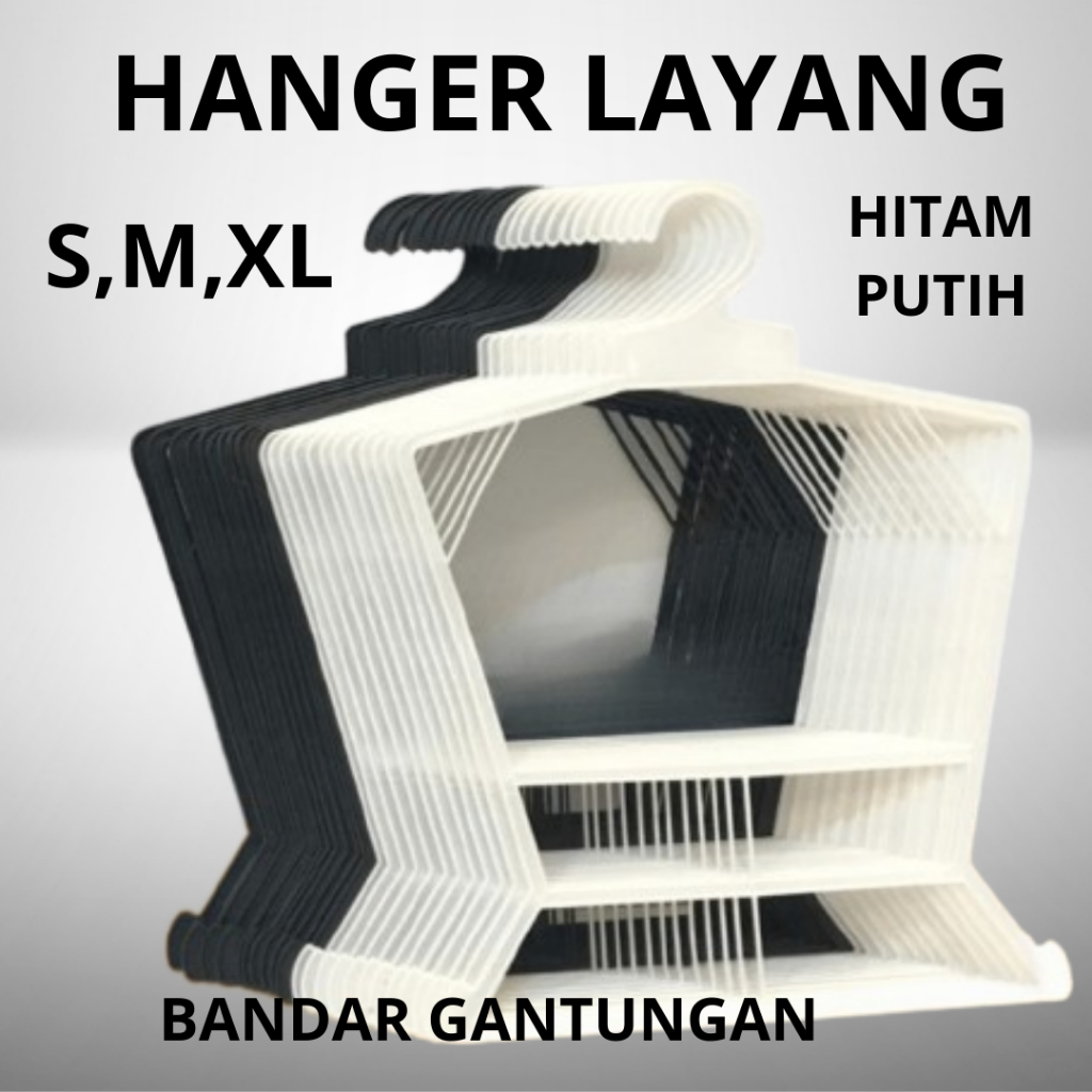 1 LUSIN Hanger Layang Hitam Dan Putih Hanger Setelan Anak / Dewasa Gantungan Baju Plastik Hanger Pla