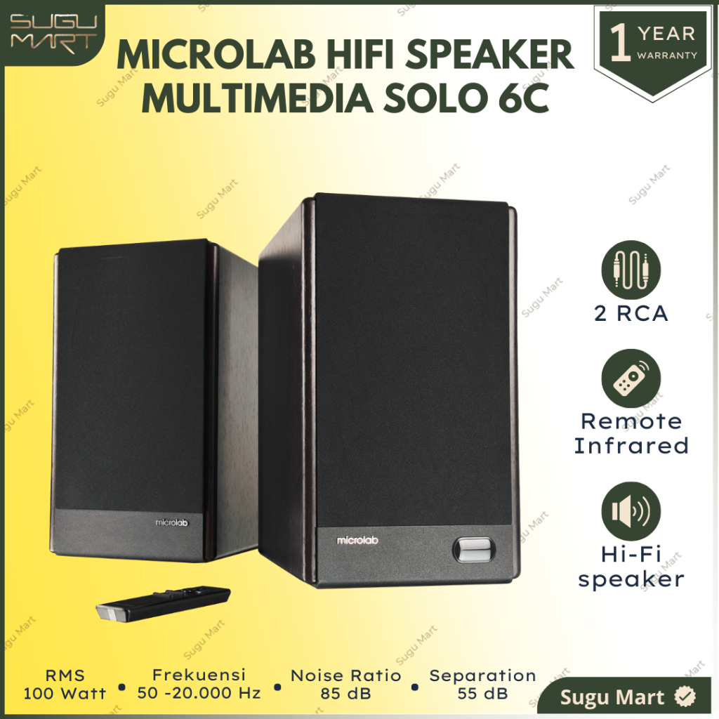 Microlab Solo 6C hifi Speaker Stereo HIFI 100 Watt  | Speaker Stereo Wood Color