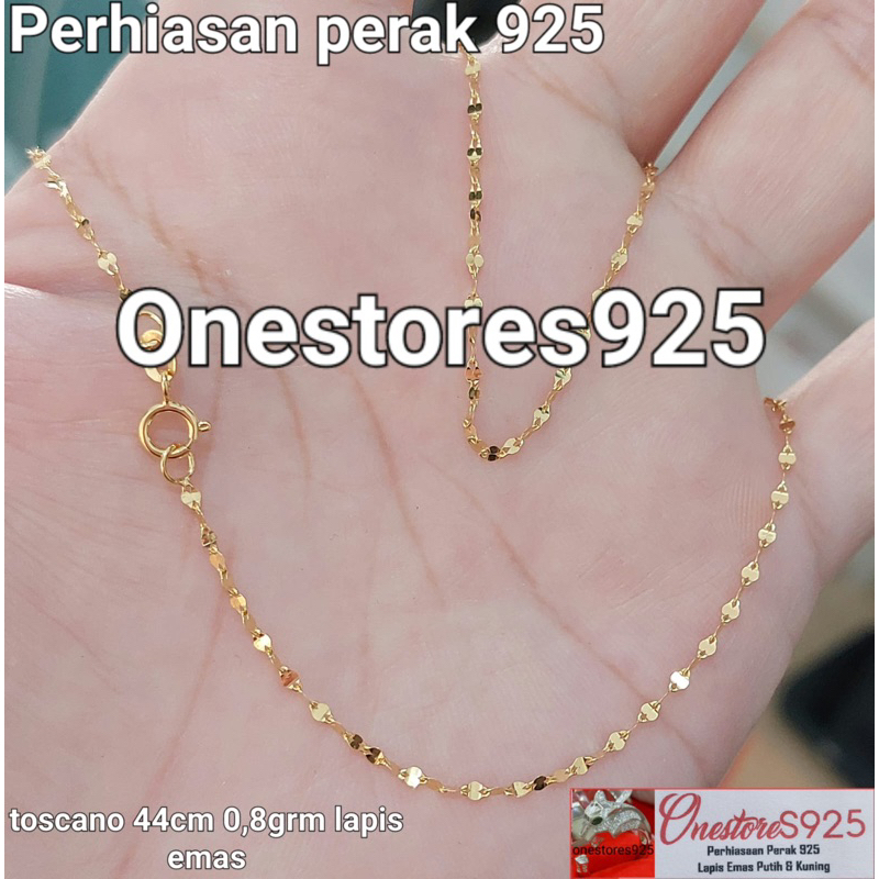 Kalung Toscano Perak 925 Silver Asli Lapis Emas Kuning