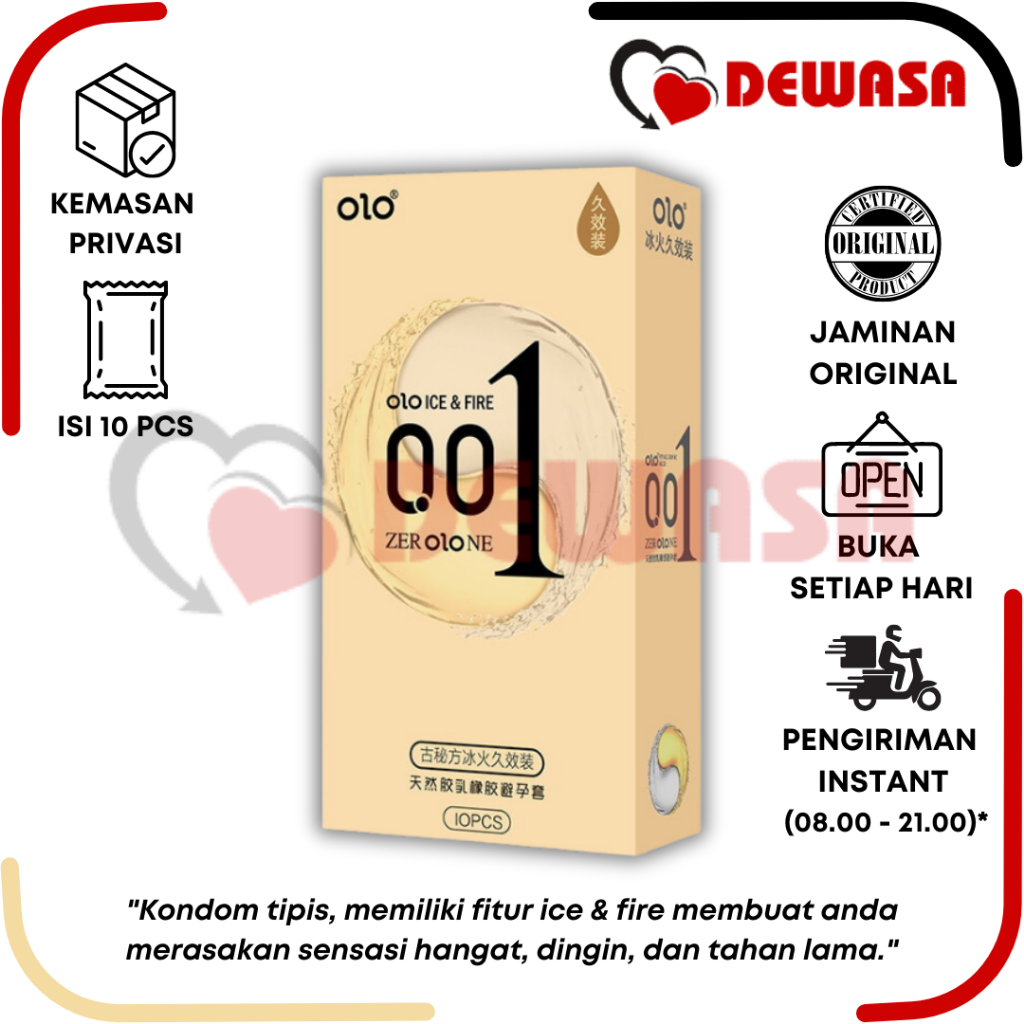 OLO Kondom 001 Performa Ice & Fire Gold - 10 Pcs (Condom 0.01)