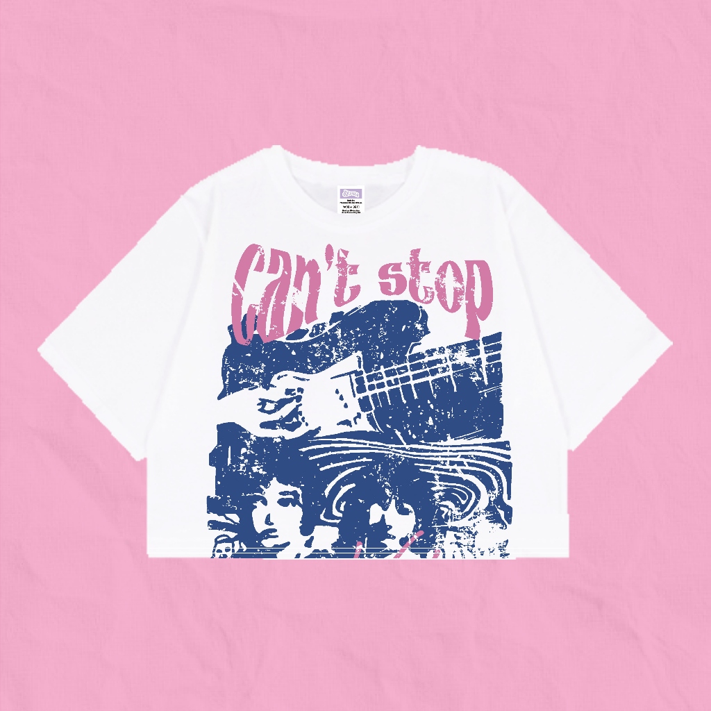 Bedda - Crop T-Shirt Oversize Cant Stop Unfinished White