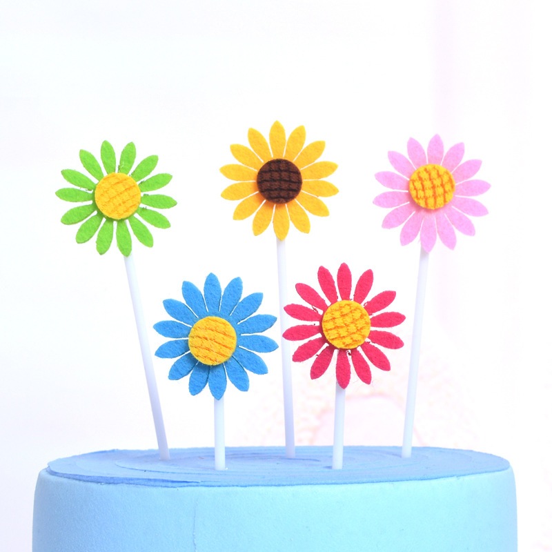 isi 50 Pcs Grosir Hiasan Kue Bunga Matahari / Dekorasi Model Bunga Matahari / Cake Topper Sun Flower